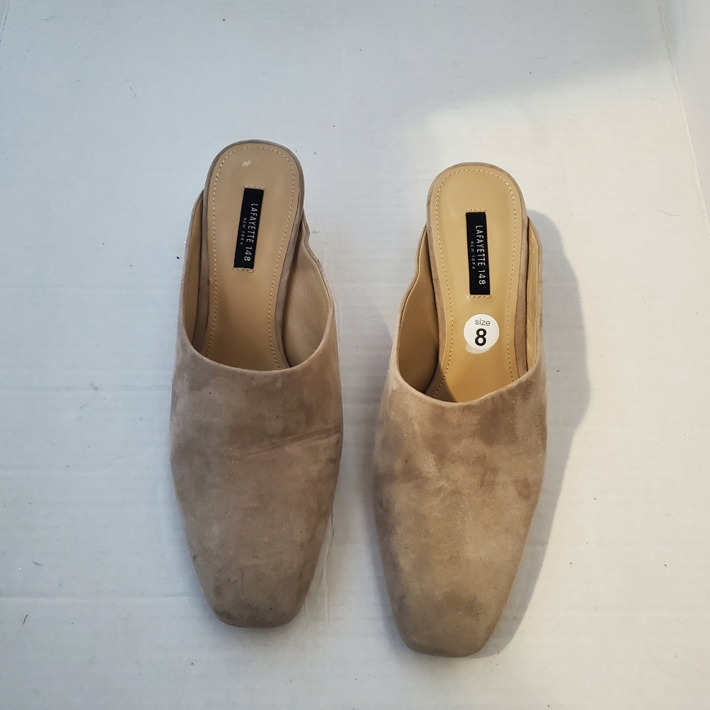LAFAYETTE 148 MADILYN beechnut suede mules